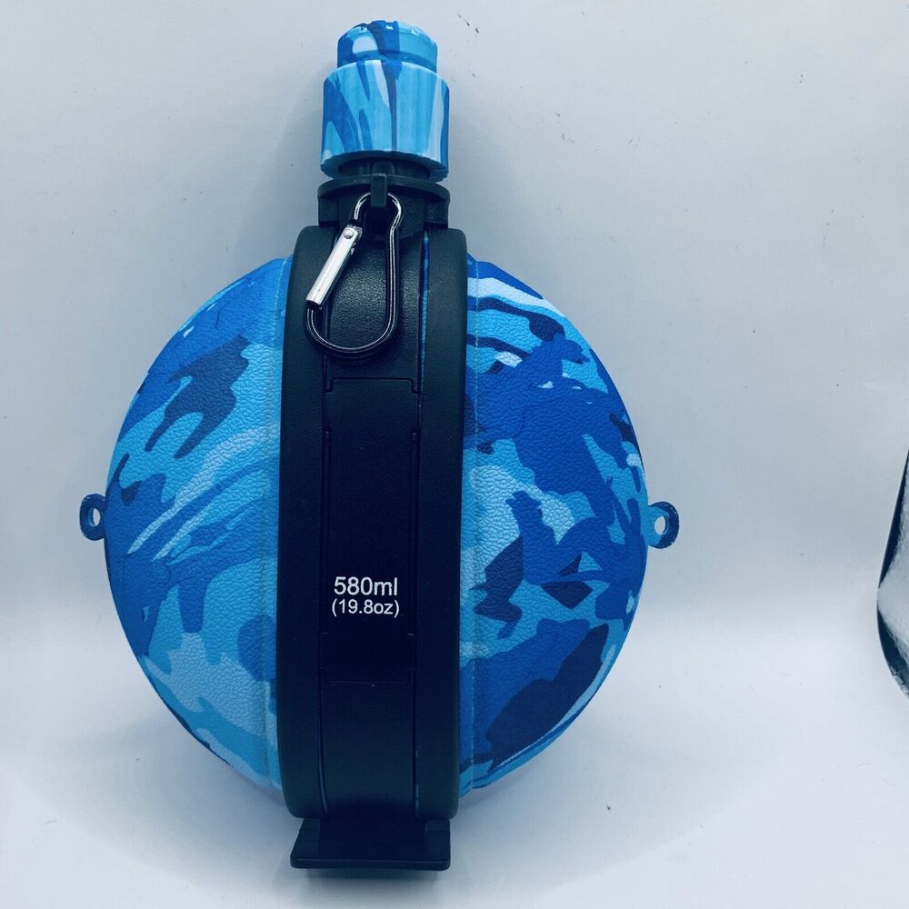 Collapsible Silicone Water Kettle with Compass Bottle Cap for Hiking Camping NEW